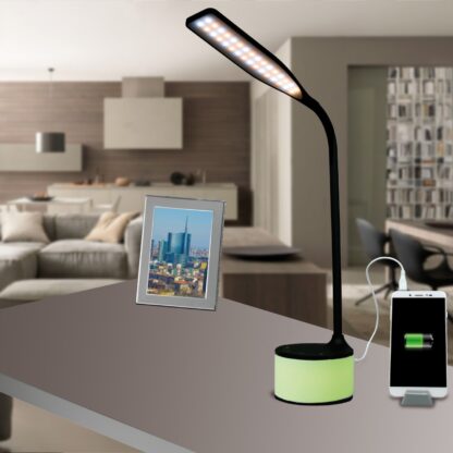 Lampada LED nera con charger USB e luci d’atmosfera - immagine 5