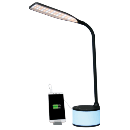 Lampada LED nera con charger USB e luci d’atmosfera - immagine 3