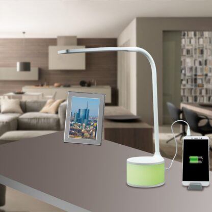 Lampada LED bianca con charger USB e luci d’atmosfera - immagine 4