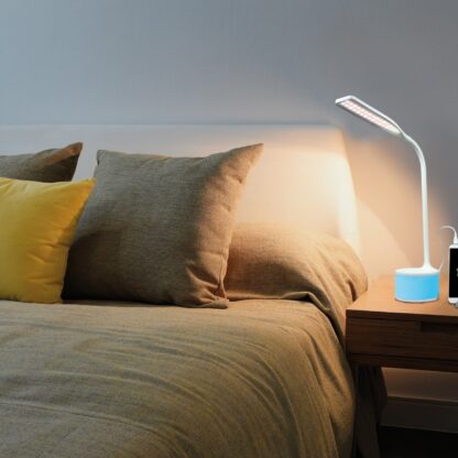 Lampada LED bianca con charger USB e luci d’atmosfera - immagine 3